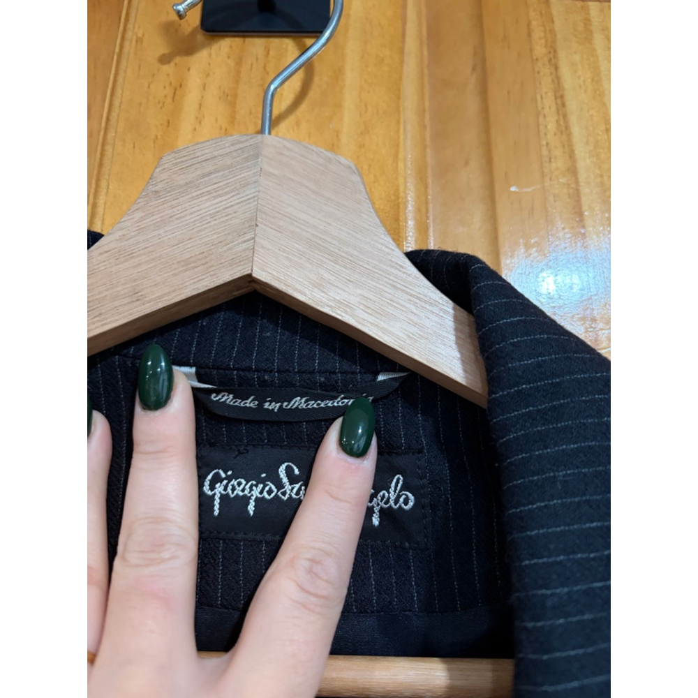 Giorgio Sant’Angelo Womens Black Pinstripe Wool Blazer Size 14 Made USA - Picture 3 of 9